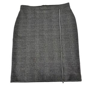 Ann Taylor Gray Plaid Zipper Accent Pencil Skirt Size 12